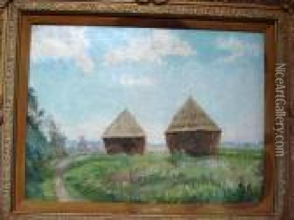 Haymaking In Laval Oil Painting - Edmond Marie Petitjean