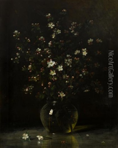 Vase Of Apple Blossoms Oil Painting - Albert Francis King