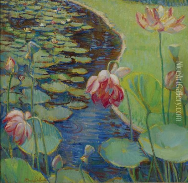 Water Lilies Oil Painting - Donna Schuster