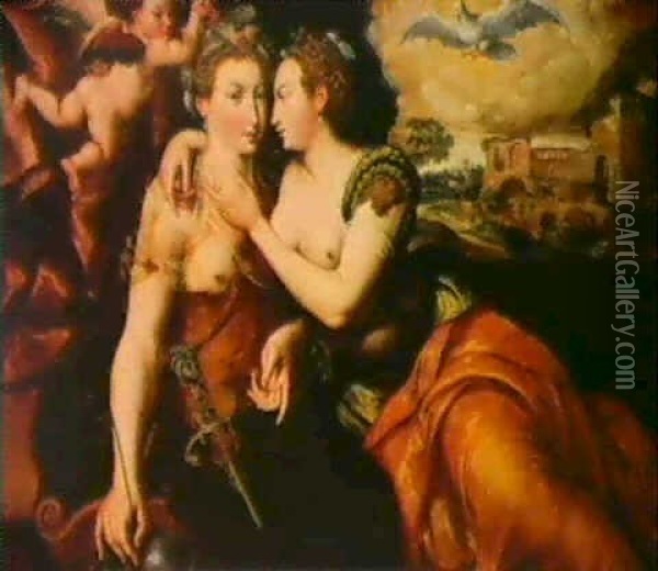 Allegorie De L'amour Profane Sur Fond De Ruines Du Colisee Oil Painting - Ernst-Gotthilf Bosse