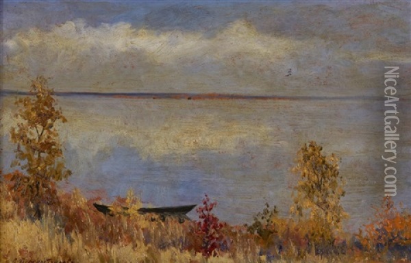 Afternoon Light On The River, Autumn Oil Painting - Vladimir Vasilievich Perepliotchikov