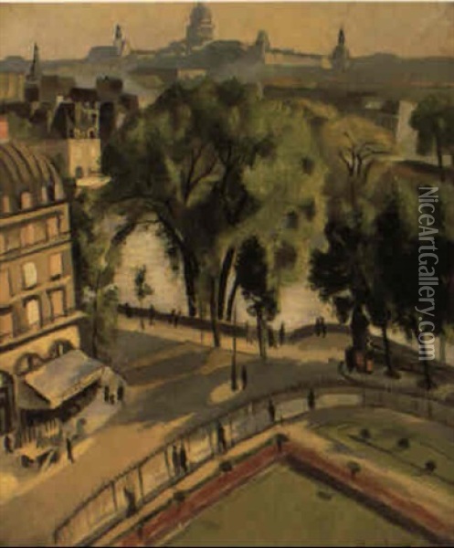Vue Du Quai Du Louvre A Paris Oil Painting - Robert Delaunay