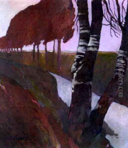 Birkenallee Am Flusschen Oil Painting - Ilya Ivanovich Mashkov