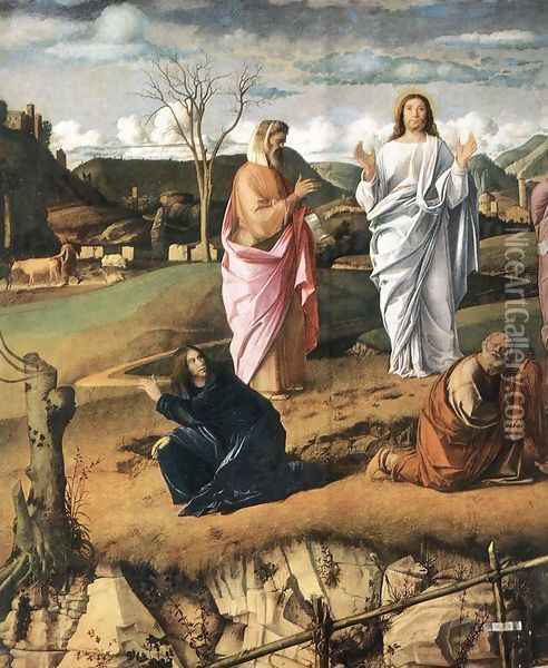 Transfiguration of Christ (detail 1) c. 1487 Oil Painting - Giovanni Bellini