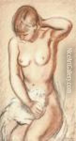 Seated Nude Oil Painting - Bernard Meninsky