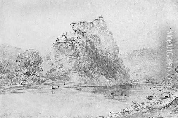 The Castle of Arva 1857 Oil Painting - Karoly Lajos Libay