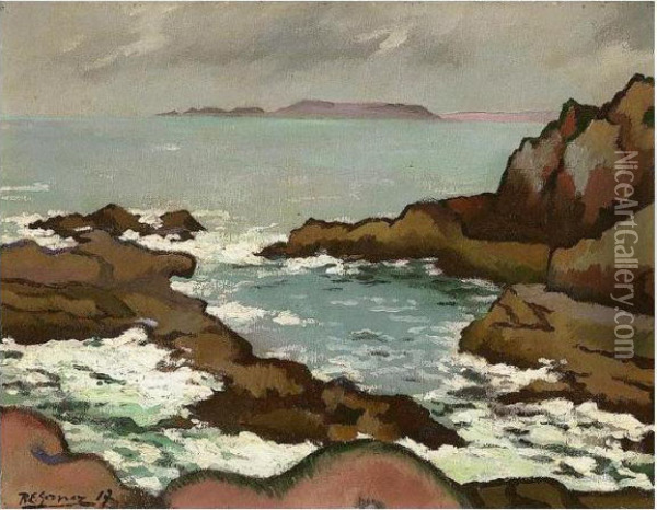 Rocky Coastal Scene Oil Painting - Paul-Elie Gernez