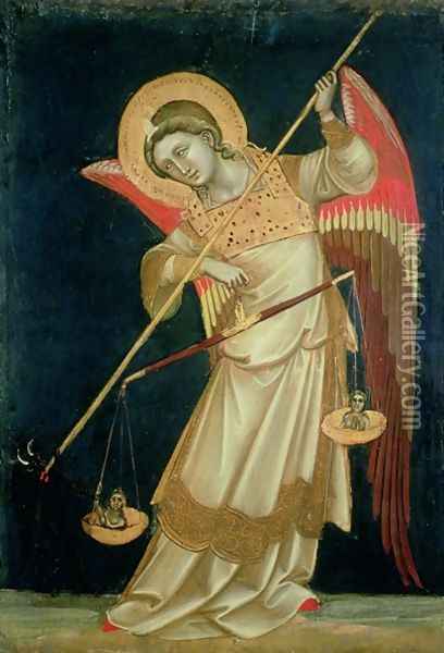 An Angel Weighing a Soul Oil Painting - Ridolfo di Arpo Guariento