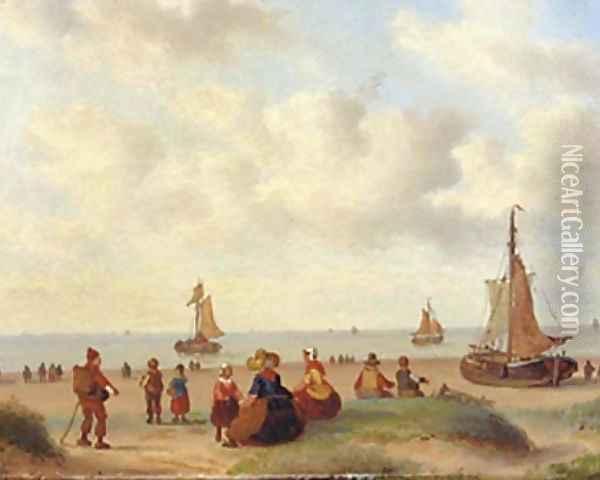 On the beach Oil Painting - Carl Eduard Ahrendts