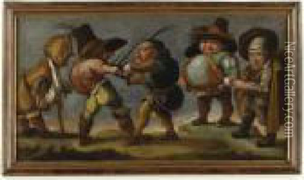Dueling Dwarves Oil Painting - Jacques Callot
