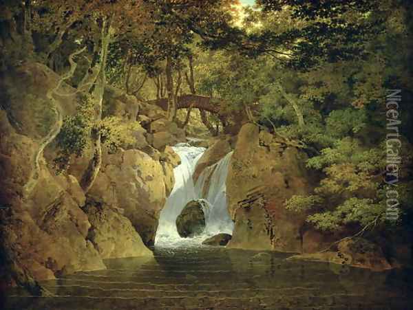 Rydal Waterfall, 1795 Oil Painting - Josepf Wright Of Derby