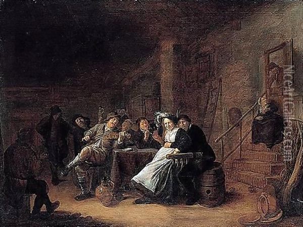 A Merry Company In A Tavern Oil Painting - Jan Miense Molenaer