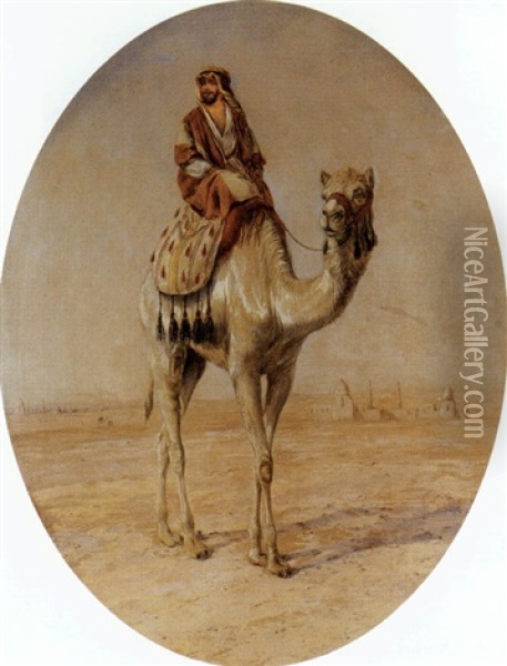 Rider On A Camel Oil Painting - William Luker Sr.