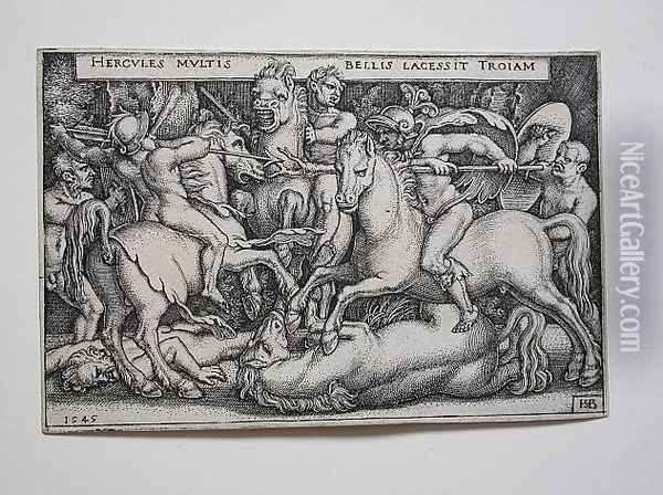 Hercules fighting the Trojans 1545 Oil Painting - Hans Sebald Beham