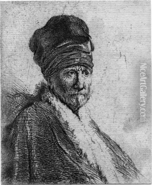 Mann Mit Schnurrbart Und Turbanartiger Mutze Oil Painting - Rembrandt Van Rijn