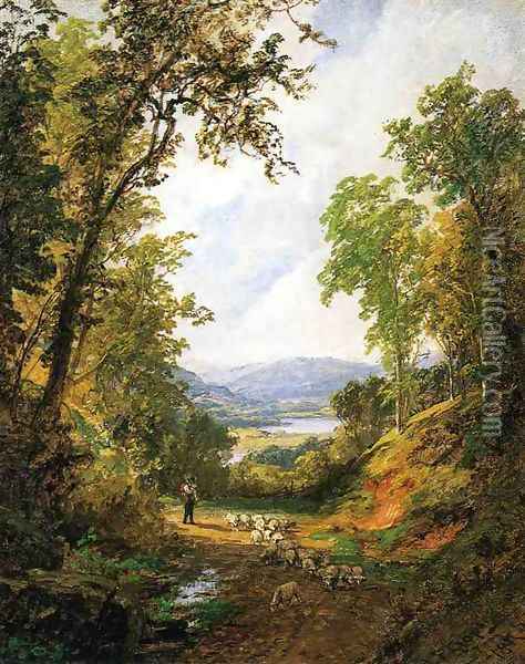 Shepherd and Flock Oil Painting - Jasper Francis Cropsey