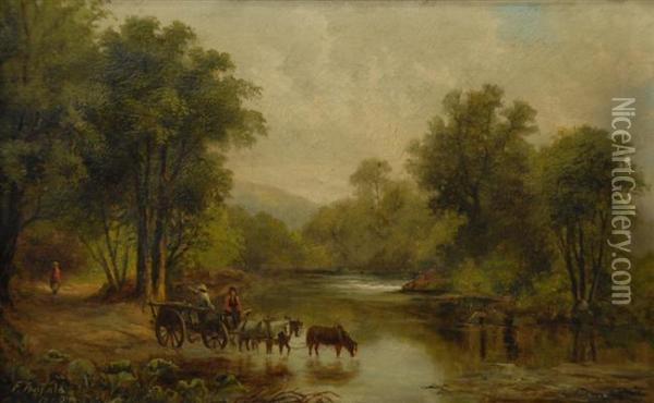 The River Crossing Oil Painting - Frank Crawford Penfold