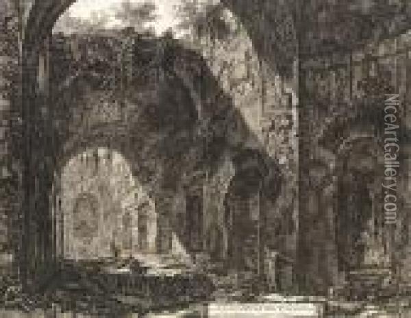 Interno Del Tempio D. Di Canopo Nella Villa Adriana, From Vedute Di Roma Oil Painting - Giovanni Battista Piranesi