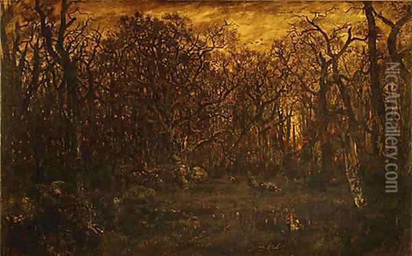 The Forest in Winter at Sunset 1845 Oil Painting - Allan Ramsay