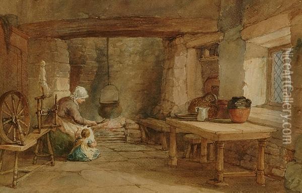 Cooking Oil Painting - Edward Alfred Angelo Goodall