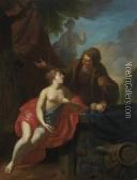 Pomona Und Die Alte Oil Painting - Louis de Moni