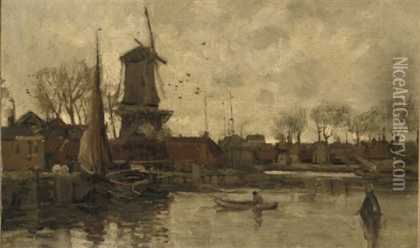 By The Windmill Oil Painting - Theophile De Bock
