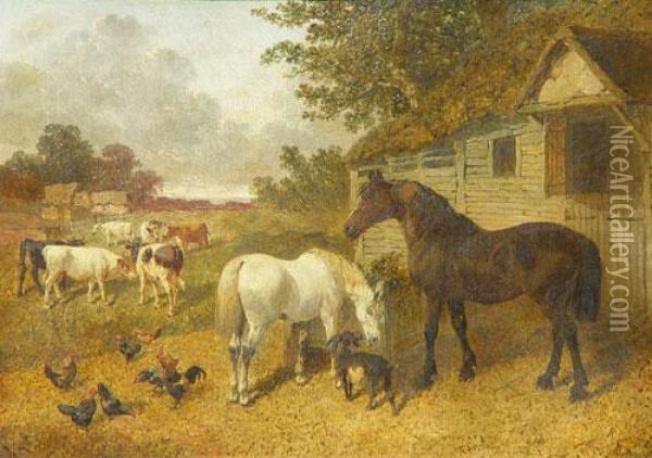 The Farm Oil Painting - John Frederick Herring Snr