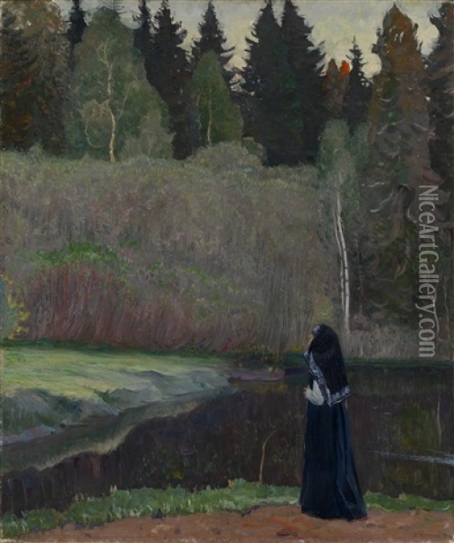 The Nightingale Is Singing Oil Painting - Mikhail Vasilievich Nesterov