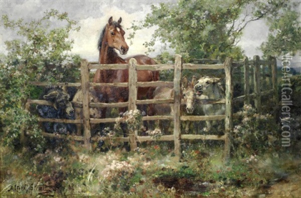 Paddock Pals Oil Painting - Alfred William Strutt