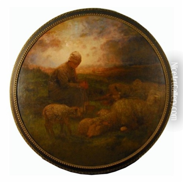 Shepherdess At Sunset Oil Painting - George Inness Jr.