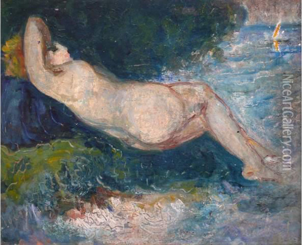 Jeune Femme Alanguie Au Bord De La Mer Oil Painting - Joseph C., Jose Mange