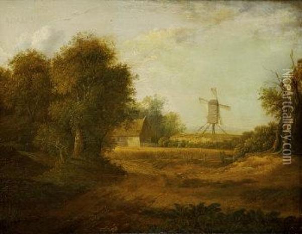 Landscape With Windmill Oil Painting - James Arthur O'Connor