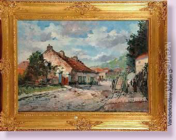 Rue De Village Animee Oil Painting - Armand Lynen