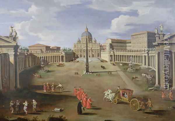A View of St. Peter's in Rome Oil Painting - (circle of) Wittel, Gaspar van (Vanvitelli)