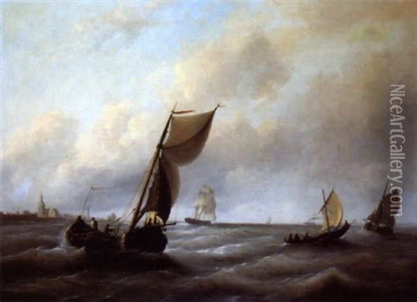 Shipping Off The Coast Oil Painting - Christian Cornelis Kannemans