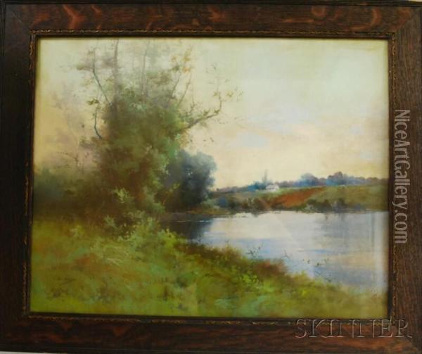 Landscape With River Oil Painting - Clarence E. Braley