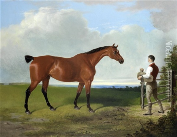Landscape With Hunter And Groom Oil Painting - William Barraud