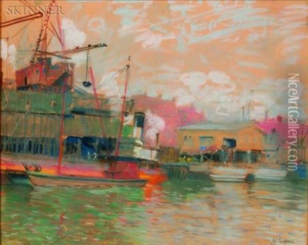 Harbor Oil Painting - Arthur C. Goodwin