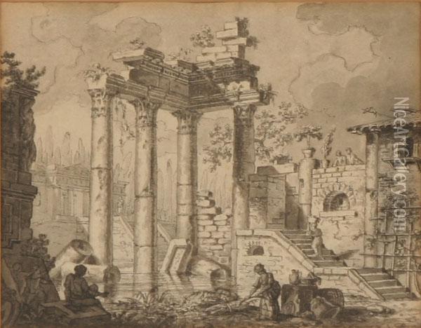 Ruins Oil Painting - Johann Franz Gout