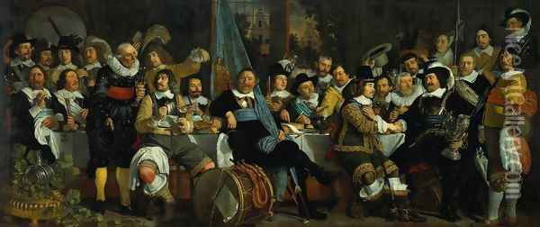 The Celebration of the Peace of Münster, 18 June 1648 in the Headquarters of the Crossbowman's Civi Oil Painting - Bartholomeus Van Der Helst