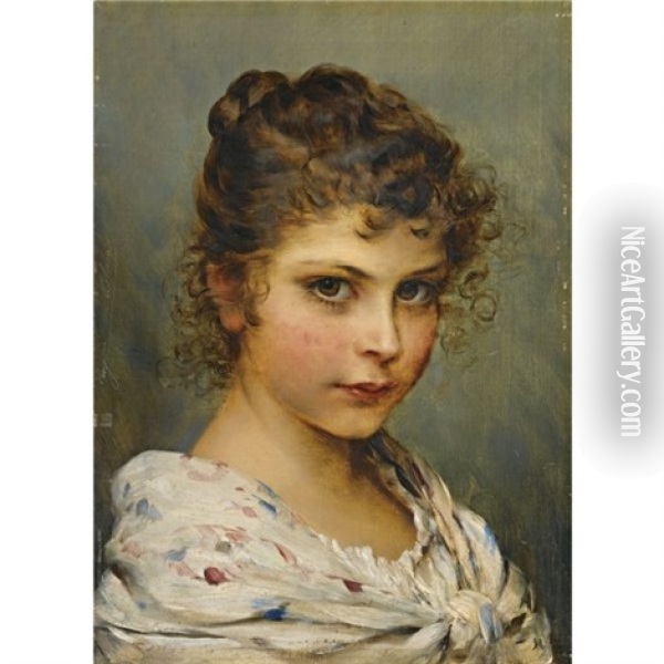 Little Italian Girl Oil Painting - Eugen von Blaas