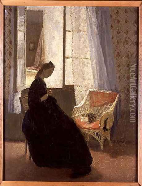 Woman Sewing at a Window Oil Painting - Gwen John