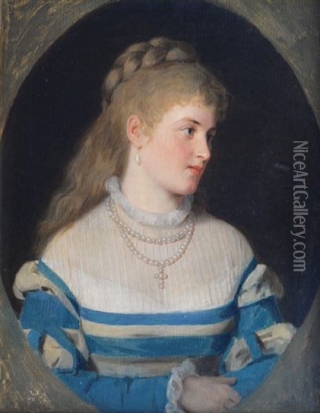 Portrait Of A Young Lady Oil Painting - Karl Wagner