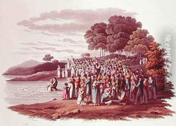 Anabaptist ceremony in North America Oil Painting - Milbert, Jacques