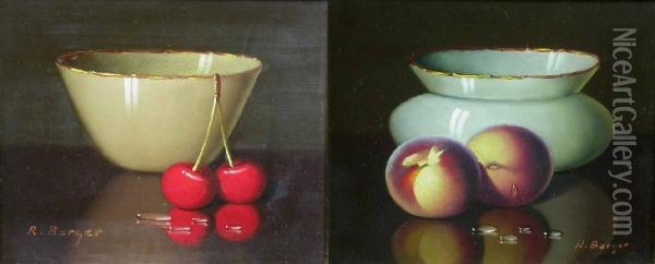 Still Life Of Cherries And A Bowl Oil Painting - Guillaume Berger
