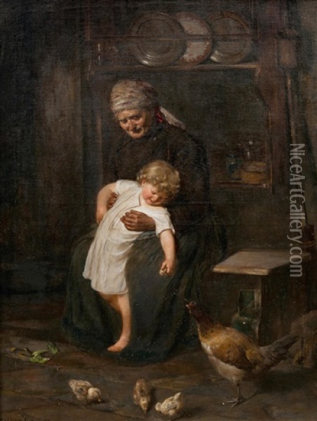 Bei Der Grosmutter Oil Painting - Franz Haeussler