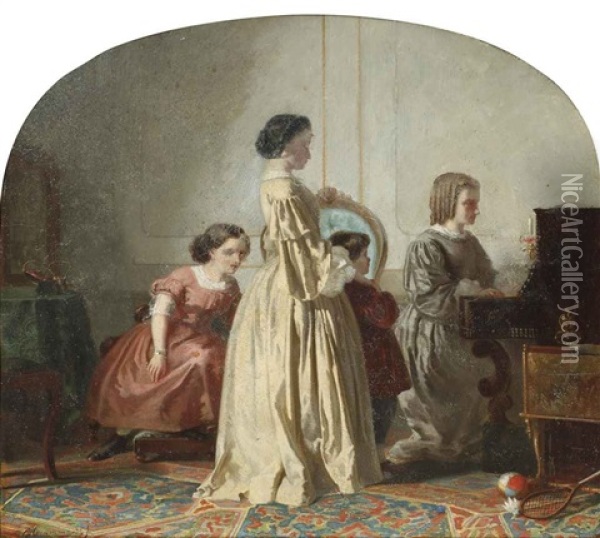 A Musical Interlude Oil Painting - Willem Pieter Hoevenaar