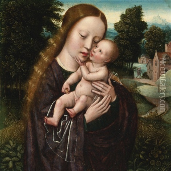 Virgin And Child Oil Painting - Ambrosius Benson