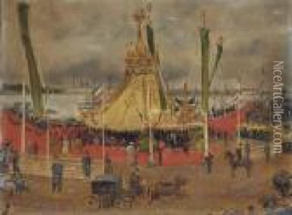 The French Expo Before The Royal Palace, St Petersburg Oil Painting - Jacques-Emile Blanche