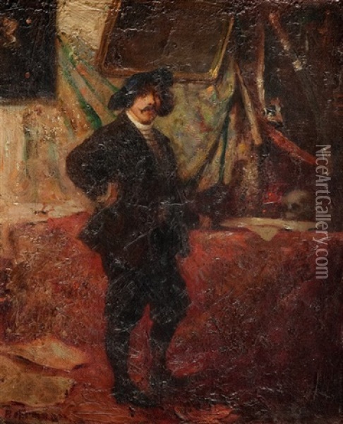 Malarz Przy Sztalugach Oil Painting - Adolf Behrmann